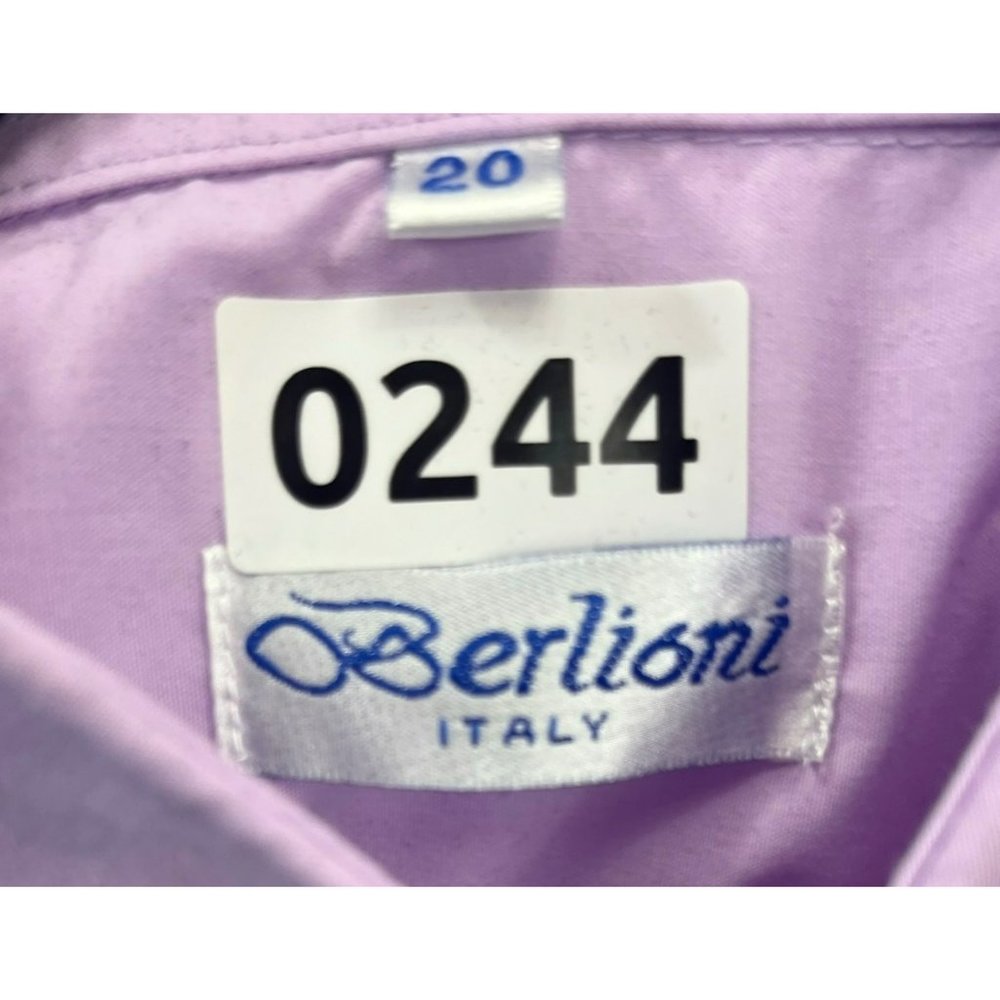 BERLIONI, MEN DRESS SHIRT, long sleeve, COLOR PURPLE, PINK, SIZE 20 - Picture 7 of 11